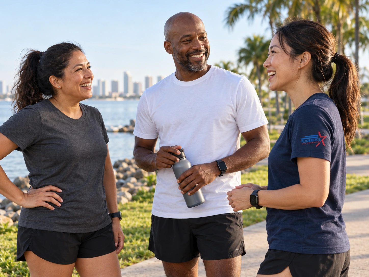 The Runergics crew sharing a post-run conversation
